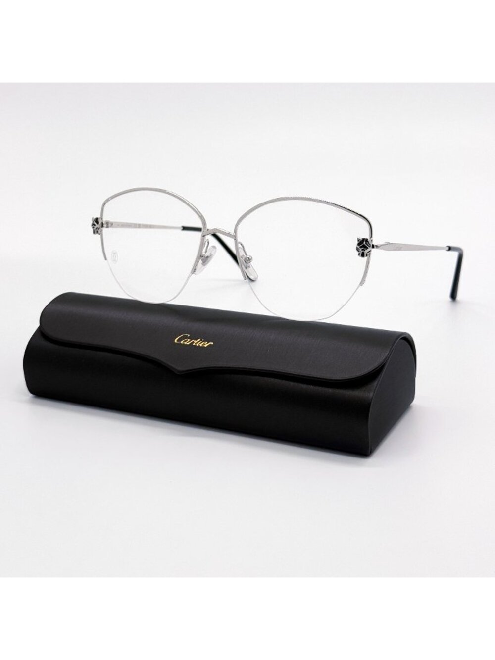 New Cartier CT0370O 002 Silver Women Eyeglasses Authentic